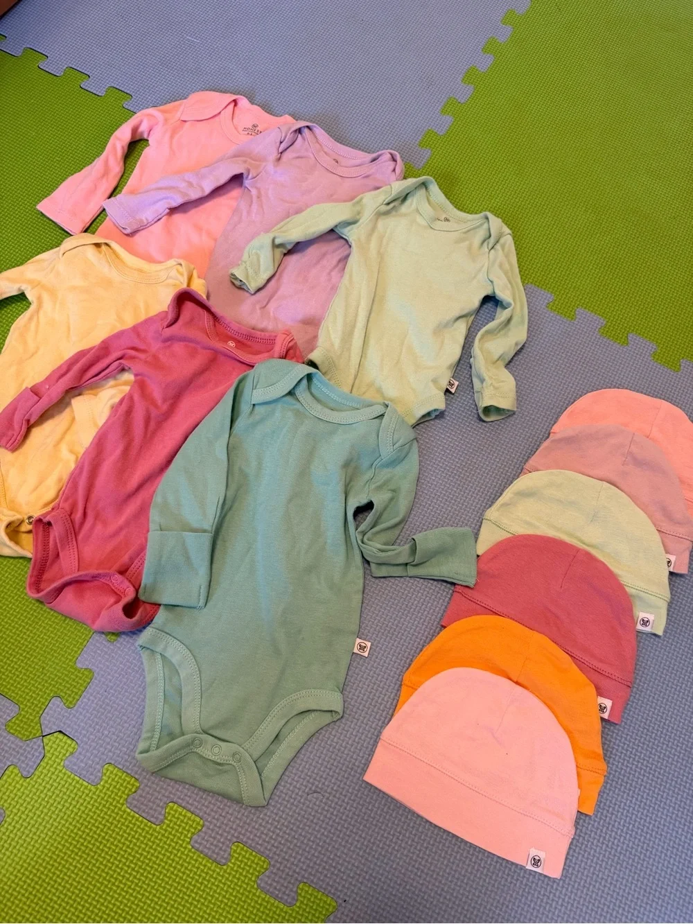 Honest baby colorful hat and onesie bundle